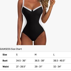 NWT / Black and White One-Piece Swimsuit with Contrast Side Panels